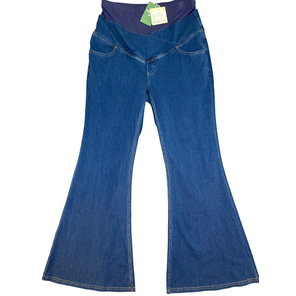 NWT Halara Flex™ Maternity Jeans High Waisted Crossover Flare Stretchy XL